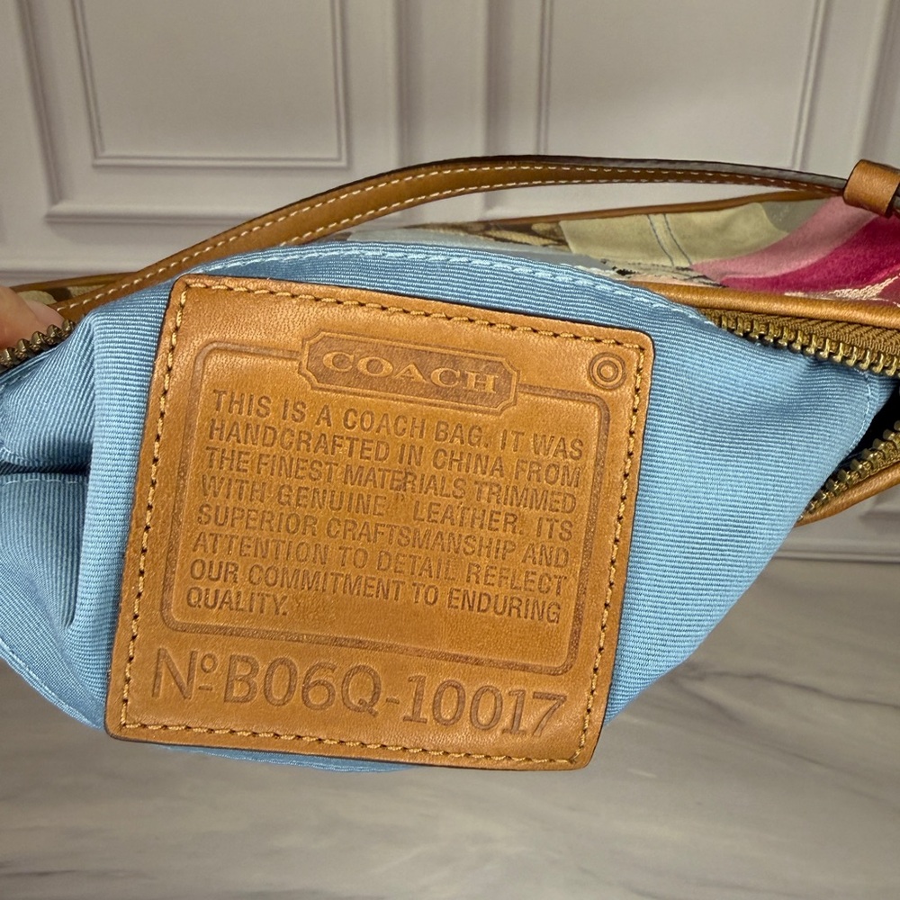 Coach Multicolor Patchwork Shoulder Bag with Tan Leather Trim | Y2K - Picture 9 of 11